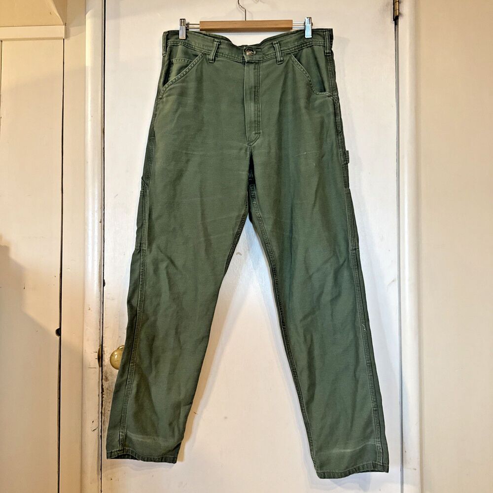 Stan Ray Olive Green Carpenter Cargo Painter Work Pants USA Men's 36Wx31L